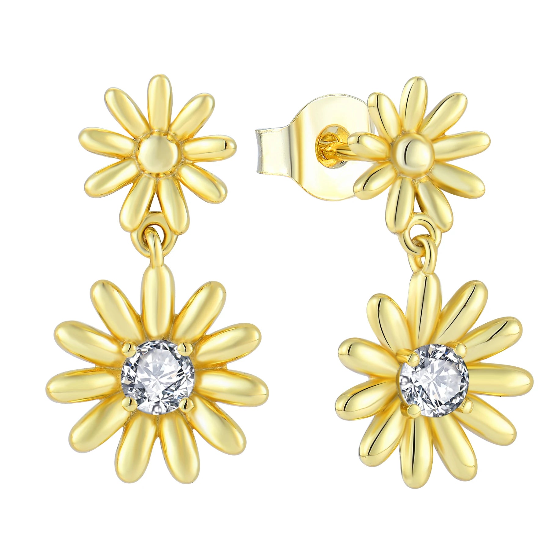 CUSTOM OEM Silver 925 18k Gold Plated Vintage Classical Flower Stud Earrings with Zircon for Unisex