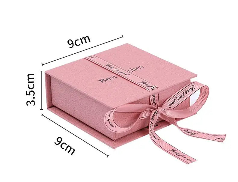 Custom Eco-friendly Square Pattern Small Jewelry Box Ribbon Decorated Necklace Ring Gift Packaging for Jewellery