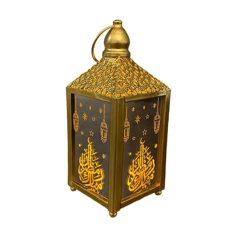 Ramadan Led Golden Iron Mini Wind Lantern Eid Lanterns Home Decoration