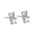 925 Sterling Silver Earrings Designer Colorful CZ Bear Stud for Women Kids Birthday Gift Hypoallergenic Fine Jewelry