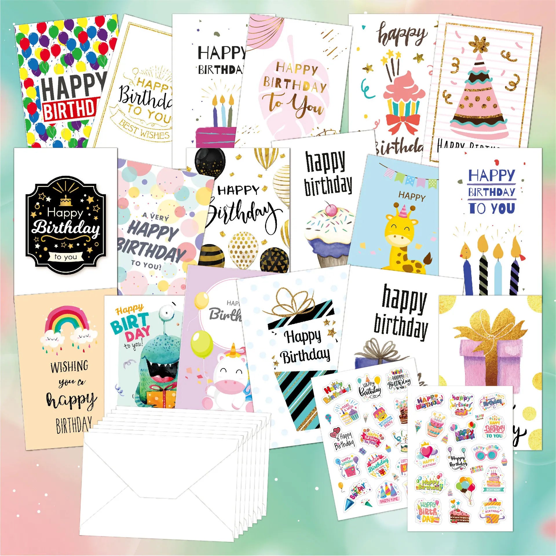 Wholesale Custom All Occasion Cards Assortment Thank You Card With Envelopes Happy Birthday Paper Greeting Card
