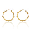 New Trending Classic Jewelry Fancy Heart Bamboo Earrings Golden Stainless Steel Hoop Earrings for Women