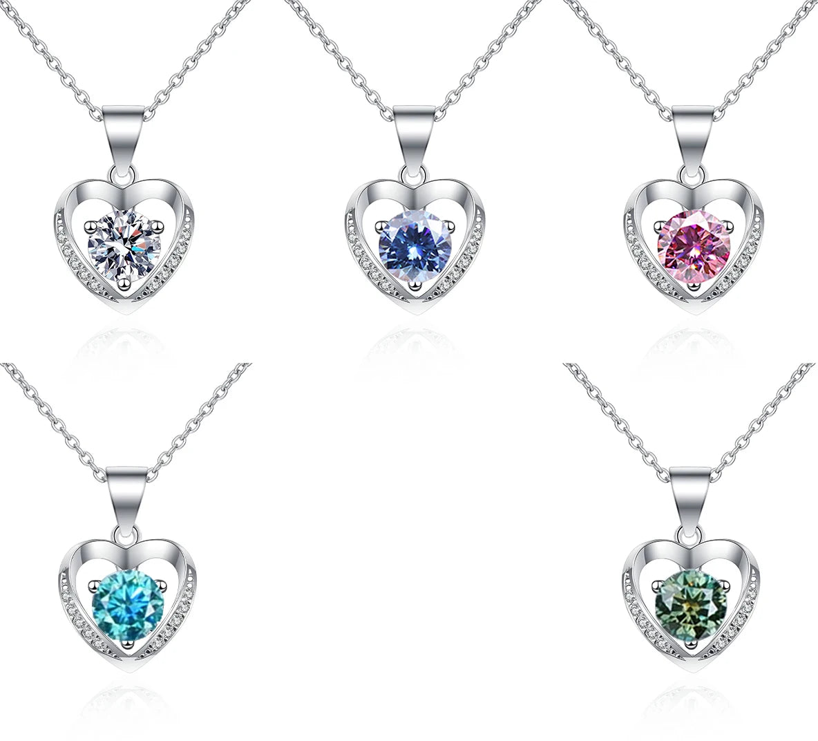 Hot-selling 925 Sterling Silver Round Moissanite Heart Pendant I Love You Necklace for Valentine's Day Women's Gift