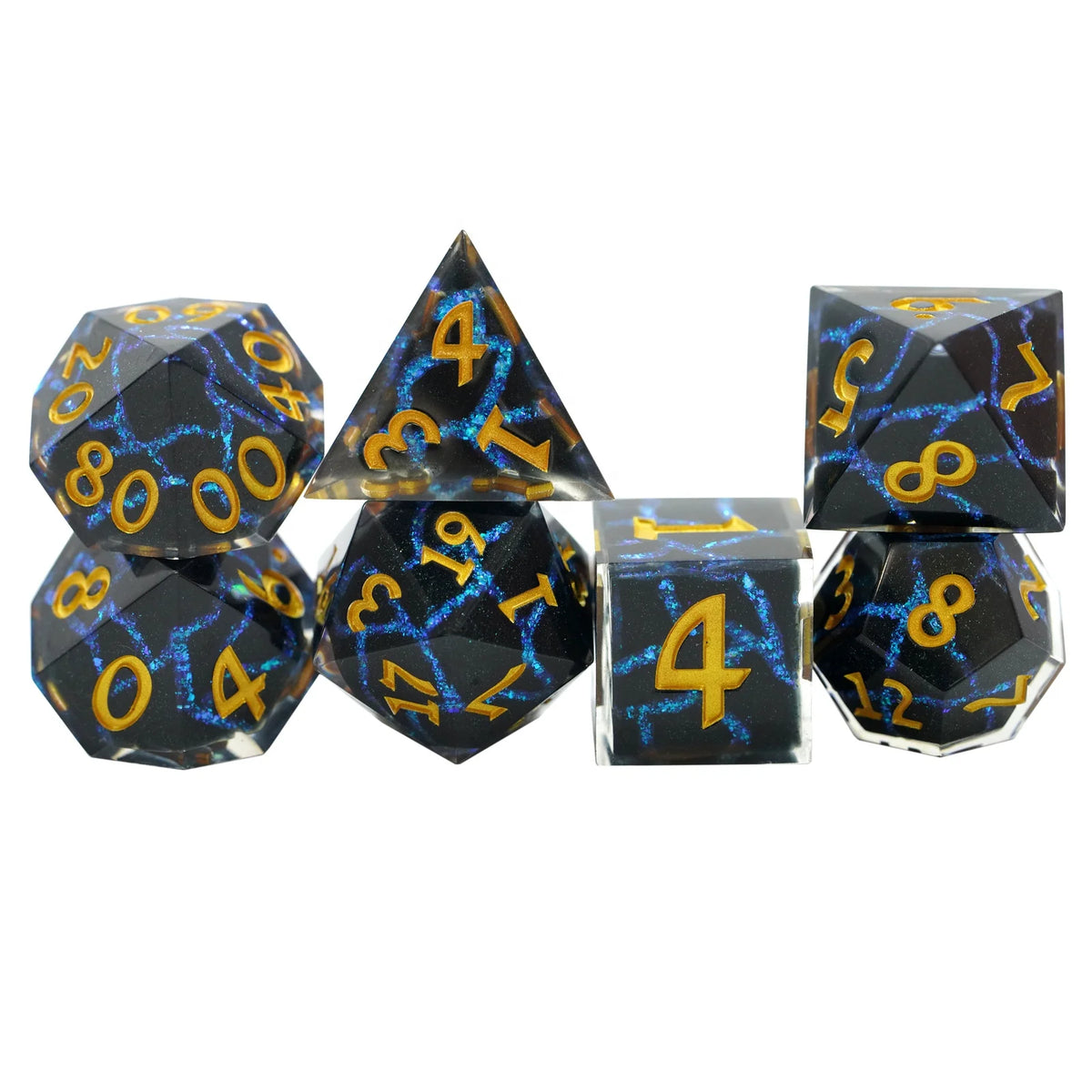 Dungeons & Dragons Custom Polyhedral Dnd Dice Set 7pcs Resin Sharp Edge Crack Dice