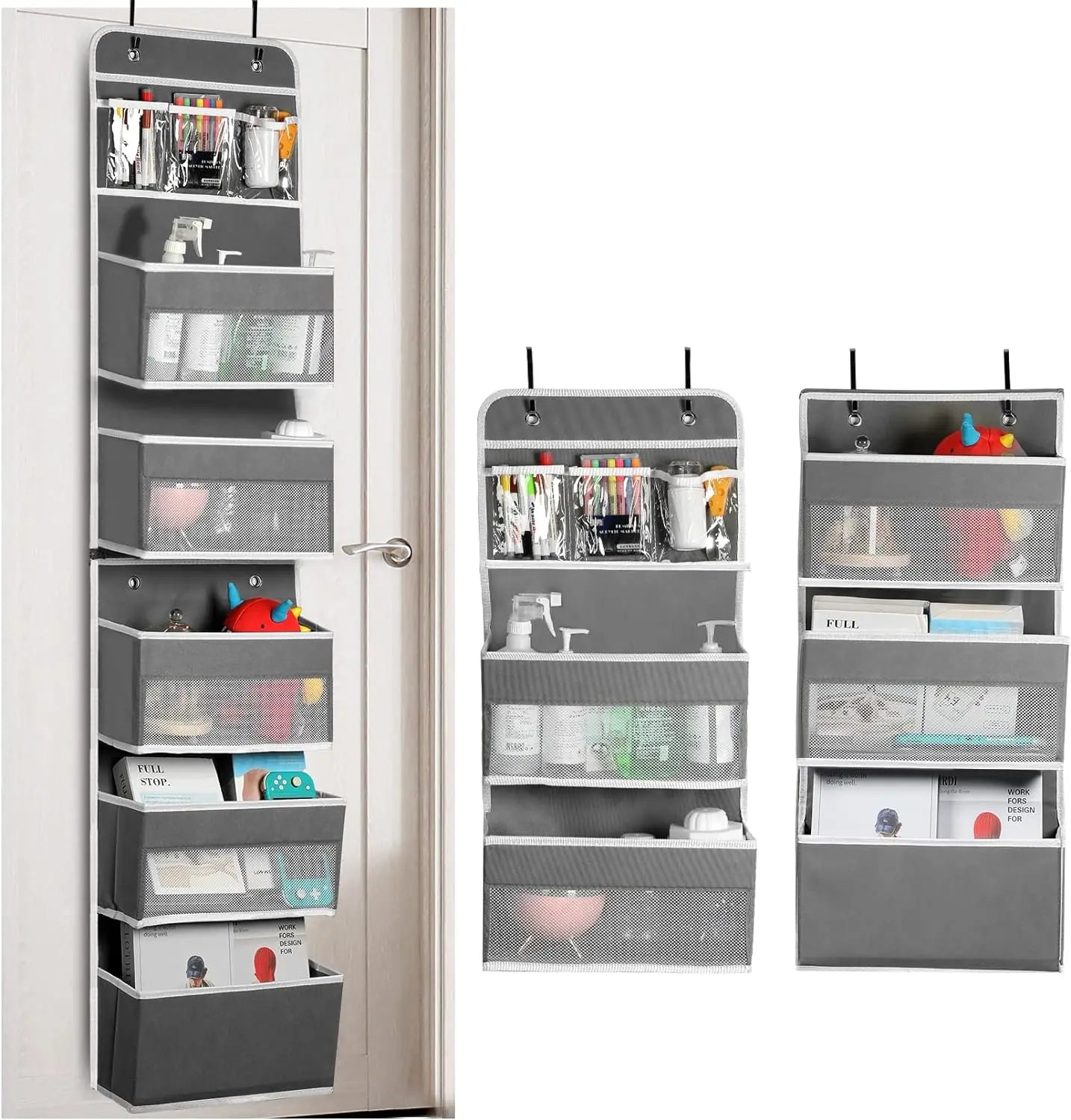 Custom Logo Wardrobe Clothes Toys Foldable Fabric Storage Bag 6-shelf Wall Mount Over Hanging Door Organizer with Clear Window