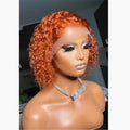 Short Pixie Cut Orange Ginger Color Curly 100% Virgin Cuticle Aligned Raw Human Hair Pixie Cut Lace Front Wigs
