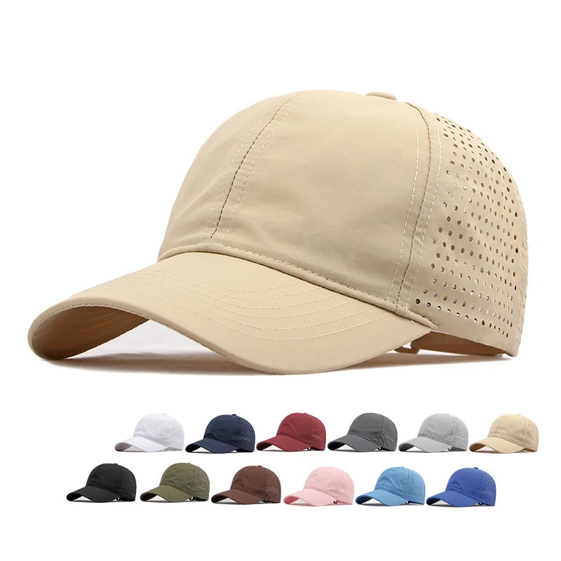 Summer Blank Sports Soft Top Quick Drying Waterproof Breathable 6 Panel Nylon Mesh Baseball Cap Dad Hat