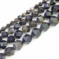 Wholesale Natural Faceted Gold Obsidian Jewelry Making Crafts Gold Obsidian Diamond Cutting Beads