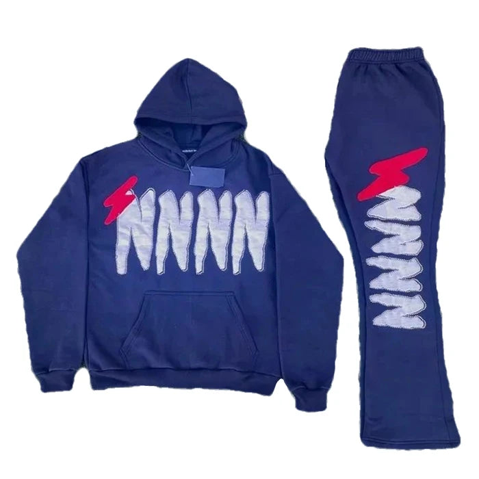 Custom Logo High Quality Unisex Embroidery Sportswear Set Jogging Suit Heavy Puff Print Sweatpants & Hoodie Suit Tracksuit