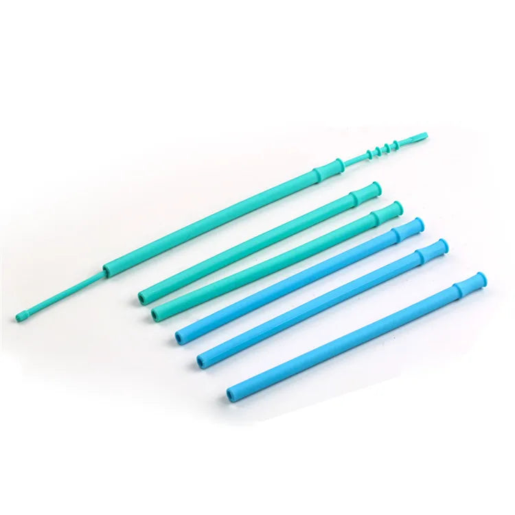Wholesale Skinny Food Grade Silicone Straight Straw 6mm Folding Reusable Collapsible Spiral Spare Parts Drinkware Accessories