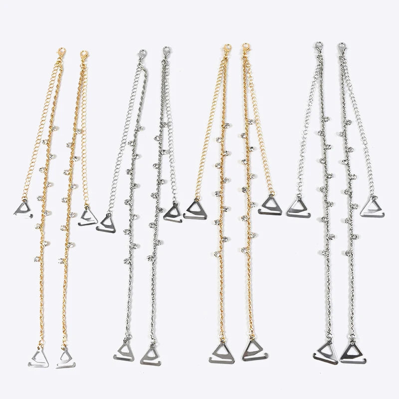 HJR-200 Underwear Jewelry Accessories Decorative Alloy Chain with Beaded Bra Straps Adjustable Shoulder Strap for Ladies Bra