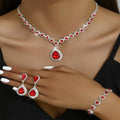 European and American Popular Wedding Banquet Necklace Bracelet and Earring Set Bride Rhinestone Jewelry Set for Women