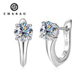 Personality Jewelry 925 Sterling Silver Diamond Earrings Row Inlaid Round Cut 1.0ct Moissanite Hook Half Circle Earrings