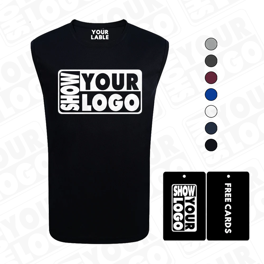CB050-MS203 Men's Sleeveless Polyester Tank Top Quick-Drying Breathable Vest with Custom Logo Print Wholesale Sublimation Design