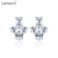 LUOTEEMI Cz Stud Elegant Lady Earing Dangling Charm Cubic Zirconia Trendy Woman Wedding Bridal Earrings