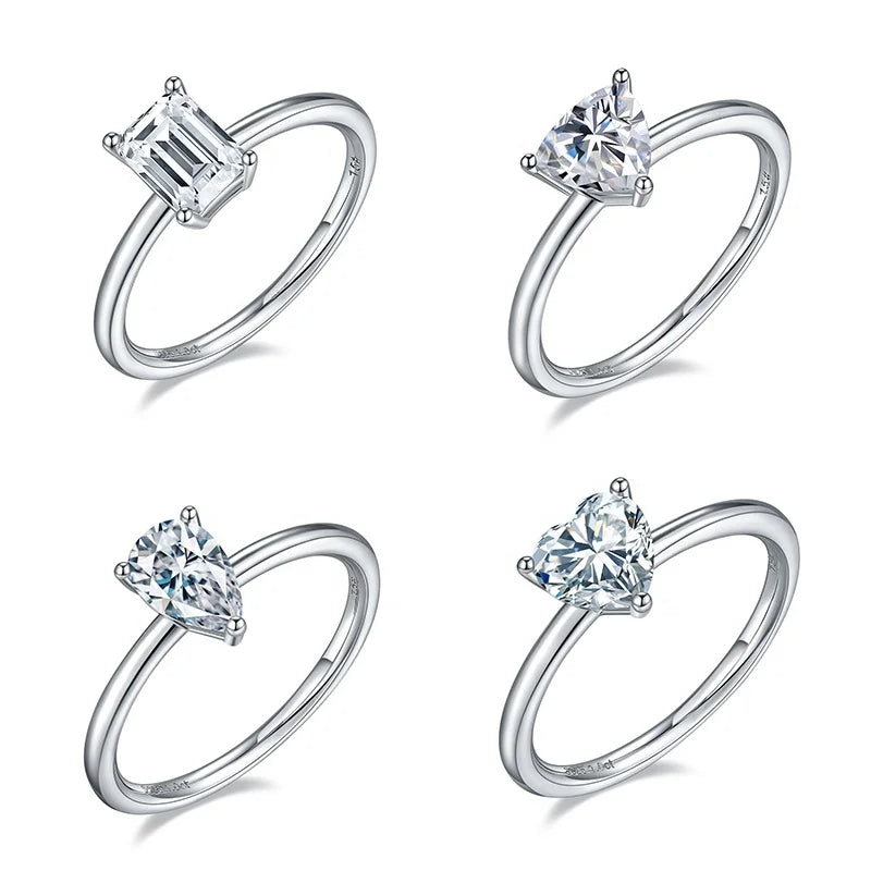 LIMING 4 Styles Luxury Fine Jewelry Zirconia Fashion Wedding Heart Triangle Rectangle Female Crystal Design Ring for Women Gift