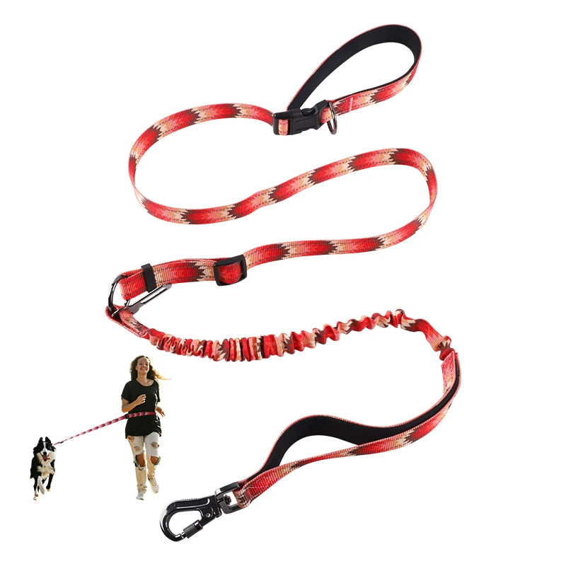 Custom Heavy Reflective Nylon Dog Safety Leashes with Car Seat Belt Double Handle No Pull Hands Free Dog Leash for Training