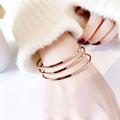INS Popular Minimalist 18K Gold Plated 3pcs/set Stainless Steel Round Circle Cuff Bracelet Bangle
