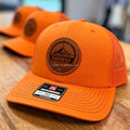 OEM Unisex Custom Embroidery Leather Patch logo 6 Panel Baseball Cap Trucker Hats Custom Mesh Richardson Hats 112
