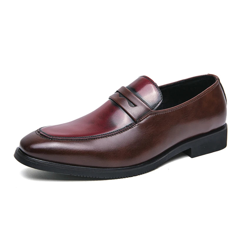 Man Flats Casual Leather Slip on Shoes Oxford Dress Shoes Pointed Toe Wedding Shoes Men Business Formal Loafers