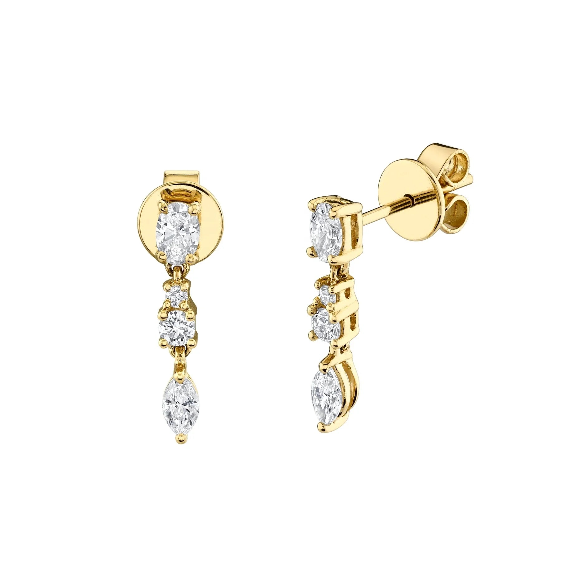 LOZRUNVE Elegant 925 Sterling Silver 18k Gold Cluster Luxury Diamond CZ Chain Drop Earring