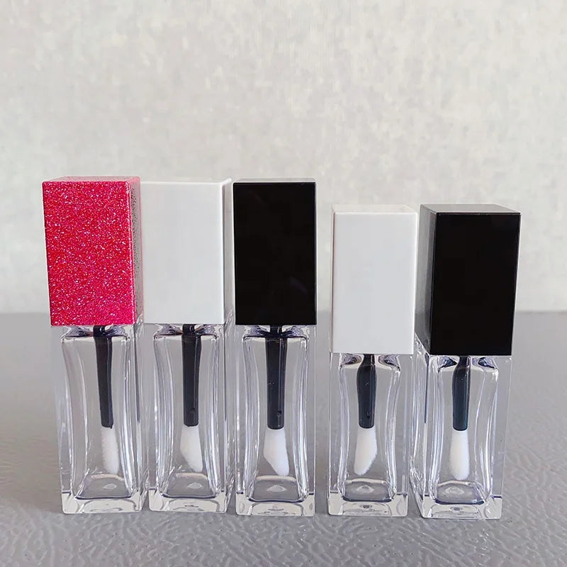 LZ PACK New 8ML 10ML Empty Custom Lip Gloss Containers Empty Glitter Black White Lip Gloss Tubes Bottle With Packaging