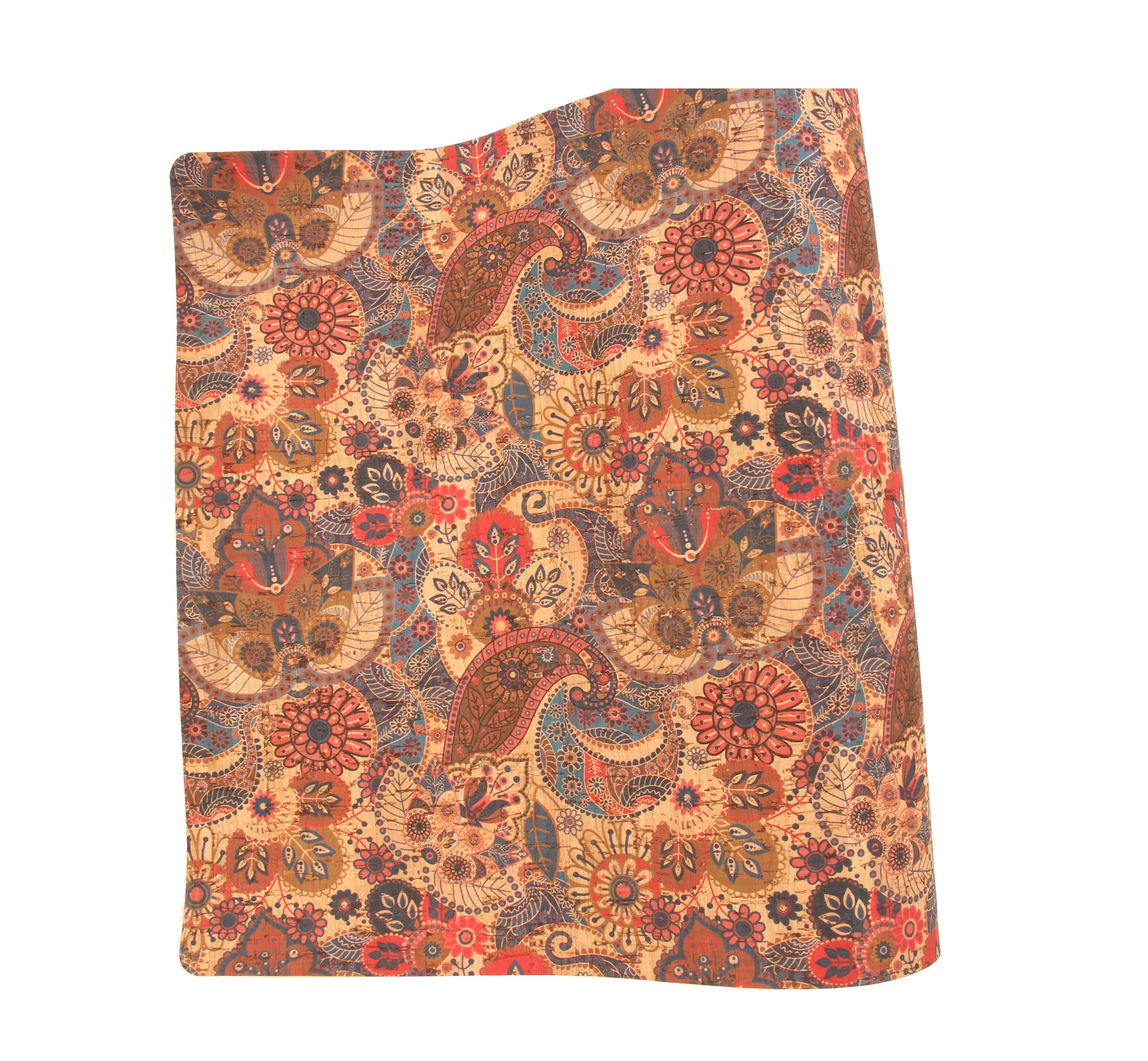 INFOCORK 45x30CM Portugal Floral Printed Cork Fabric Cork PU Leather Sheet - Eco-Friendly for Bags/Shoes/Cosmetic Boxes