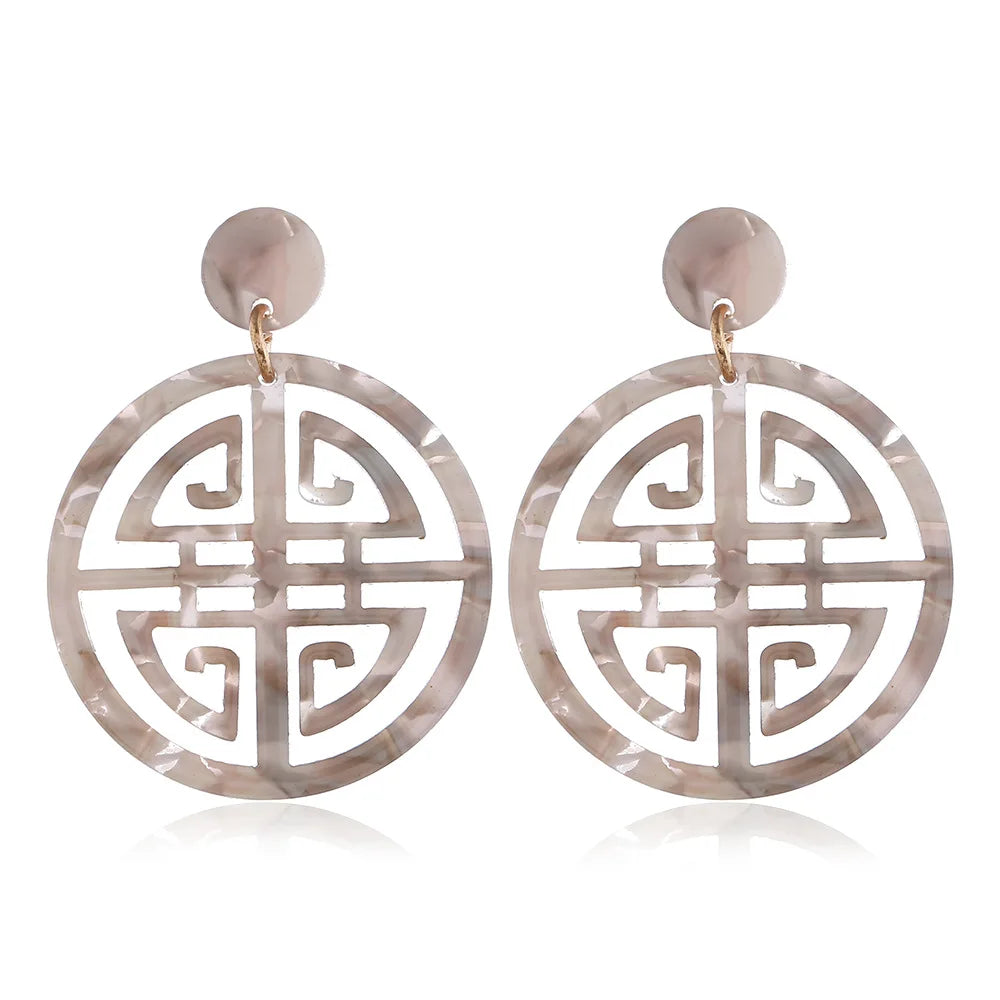 MiDairy 2024 New Acetate Dangle Drop Jewelry Fashion Double Circle Statement Earrings Geometric
