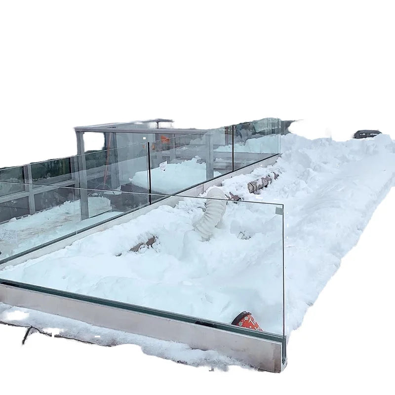 Modern Design Frameless Glass Balustrades Aluminum U Shape Channel System Hotel Outdoor Balcony Fence Stair Handrails
