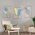 Colored Iron Leaves Luxury Modern Wall Decals for Living Room TV/Sofa Background Porch Christmas Decoration