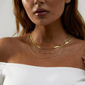 New Arrival Stainless Steel Flat Snake Herringbone Chain Three Layer Figaro Chains Necklace