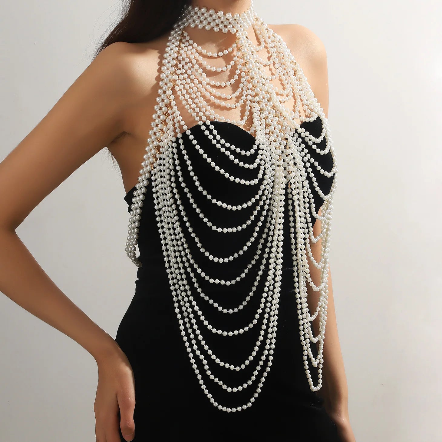 Handwoven Pearl Shoulder Chain Wholesale High Quality Acrylic Pearl Made Fashion Jewelry Body Chain