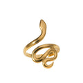 Punk Style 18K Gold Plated Free Size Stainless Steel Snake Finger Rings Unisex