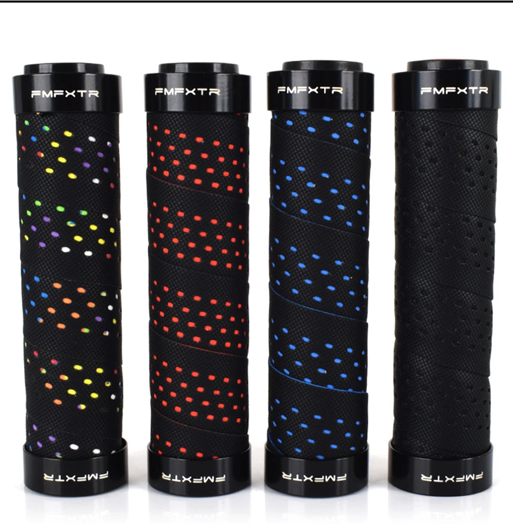Mountain Bike Handle Cover Universal Aluminum Alloy Double-sided Locked PU Leather Anti-slip Shock Absorber Grip