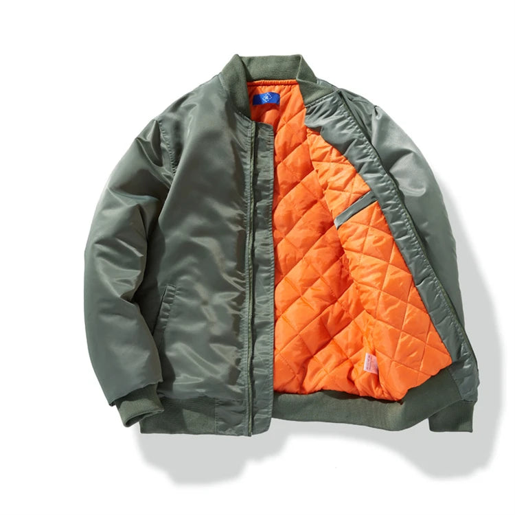 Custom LOGO Men's Casual Fall Winter Jacket and Coats Outwear Solid Windproof Bomber Jacket Men