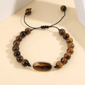 Adjustable Vintage Tiger Eye Stone Beads for Bracelet New Natural Oval Faceted Metal Channel Gem Men's Gift for Anniversary