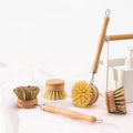 Natural Fibers Kitchen Dish Pot Pan Cleaning Brush Beech Wooden Detachable Long Handle Sisal Bristle Scrubber Washing Brush