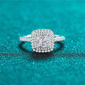 Silver 925 Original 1 Carat Brilliant Cut Diamond Test Past D Color Square Moissanite Wedding Ring Princess Gemstone Jewelry