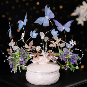 Flower Girl Headpiece Princess Headband Baby Girls Floral Crown Imitation Pearl Bride Garland for Wedding