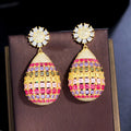 Trendy Cubic Zircon Crystal Indian Gold Plated Women Wedding Engagement Party Jewelry Luxury Multi Color Big Ball Drop Earrings