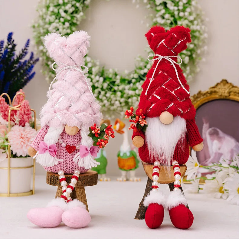 Wholesale  2024  Valentine's Day Couple Sequins Love Plush Hat Red Doll Forest Doll Decorative Gift