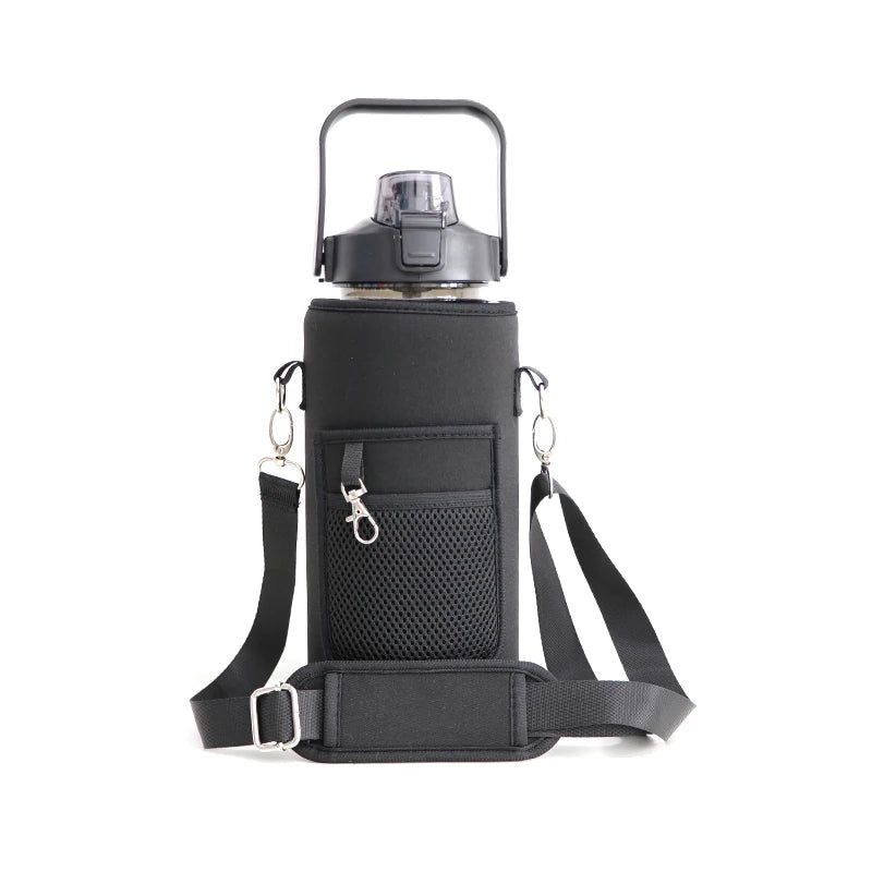 Gradient bottle bag motivational water bottle with storage sleeve half gallon sport jug bpa free and custom logo