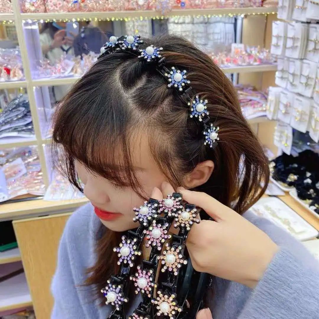 Cute Cartoon Flower Broken Hairstyle Braided Hairbands New Girls Kid Sweet Hair Clips Headband Headwear Fashion Hair Accessories