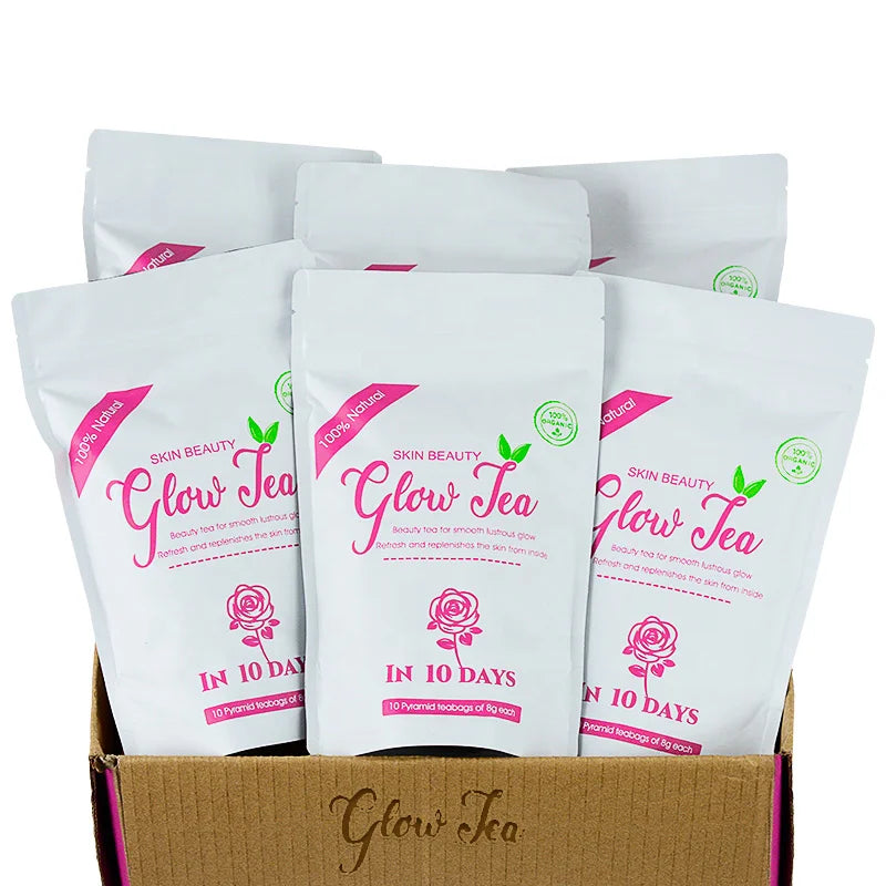 Chinaherbs Best Selling Skin Whitening Glow Tea 10 Tea Bags in Bulk Box Herbal Health Flavored Tea for Beauty Cup Included
