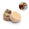 Personalized Small Round Ring Box Wooden Carve LOGO Jewelry Packaging Box for Wedding