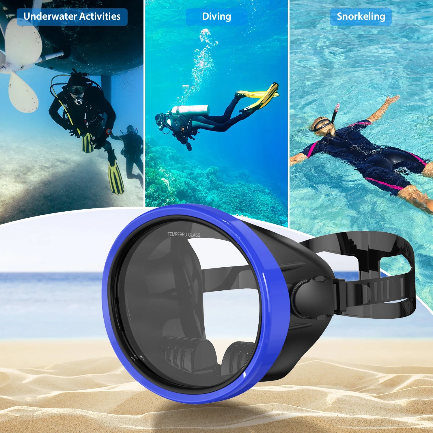 Professional Waterproof Anti-Fog UV Protection Silicone Diving Goggles & Snorkeling Mask for Adults Swimming Equipment