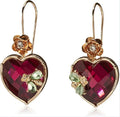 Bohemian Style Small Animal Flower Huggie Earrings Red Stone Heart 18K Gold Plated Alloy Jewelry for Weddings Parties Gift
