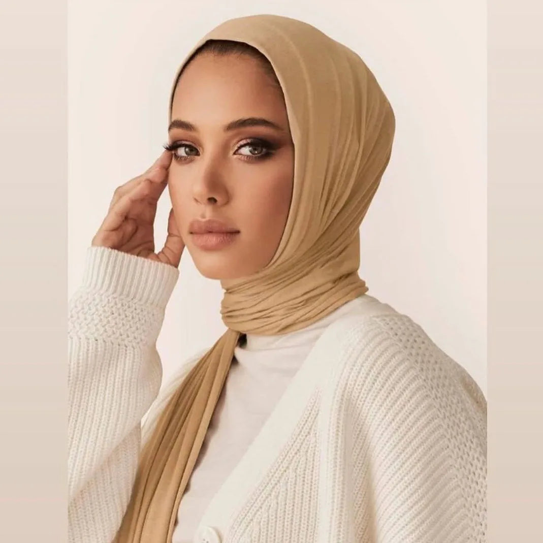 HZW-18042 Solid Color Stretch Long Hair Scarf Turban African Hat Bamboo Modal Jersey Knit Head Wrap Hijab-180*85cm