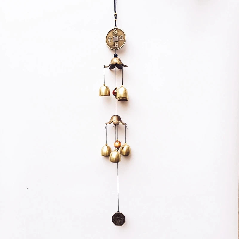 Factory Price Wind Bell Metallic Bronze Zhao Cai Jin Bao Bell Pendant Creative  Wind Chimes Home Pendant Kids Room Decoration