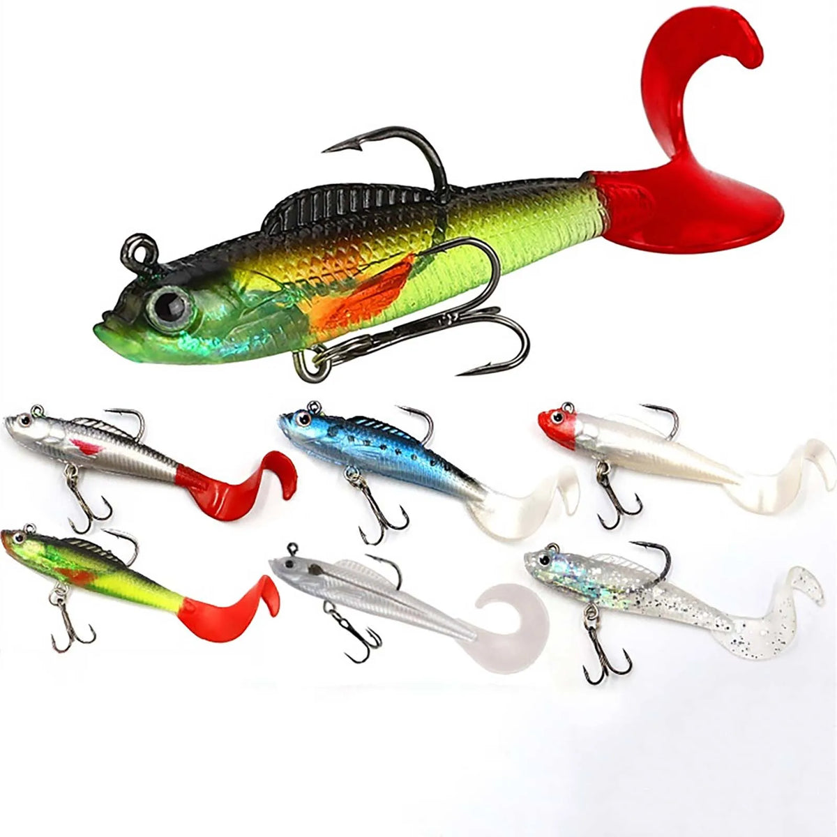 9cm 9.5g Lead Head Soft Fishing Lures Curly Tail Swimbait Jig Head Bait Wholesale FL-9095 MegaBDM
